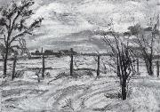 Waldemar Rosler Landscape in lights fields in the winter oil on canvas